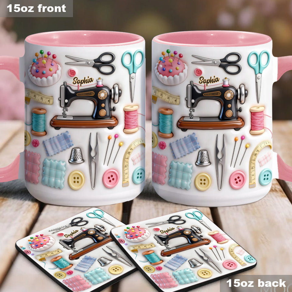Love Sewing - Personalized Sewing Accent Mug & Coaster