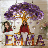 Custom Any Photo Birthmonth Flower - Personalized Self Love Window Hanging Suncatcher Ornament