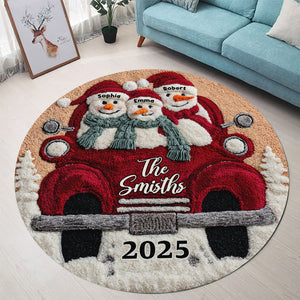 Merry Christmas - Personalized Family Round Rug