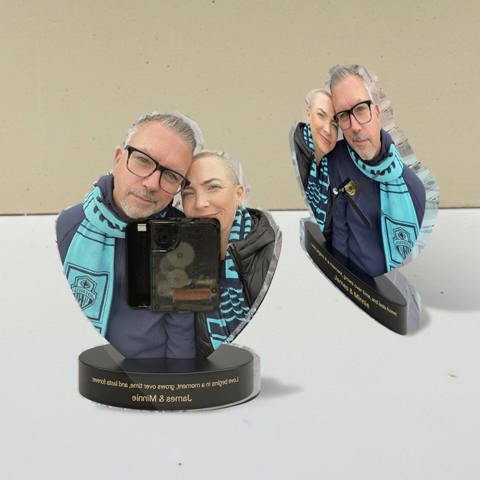 Gift For Husband, Boyfriend, Lover - Personalized Couple Desk Clock Plaque
