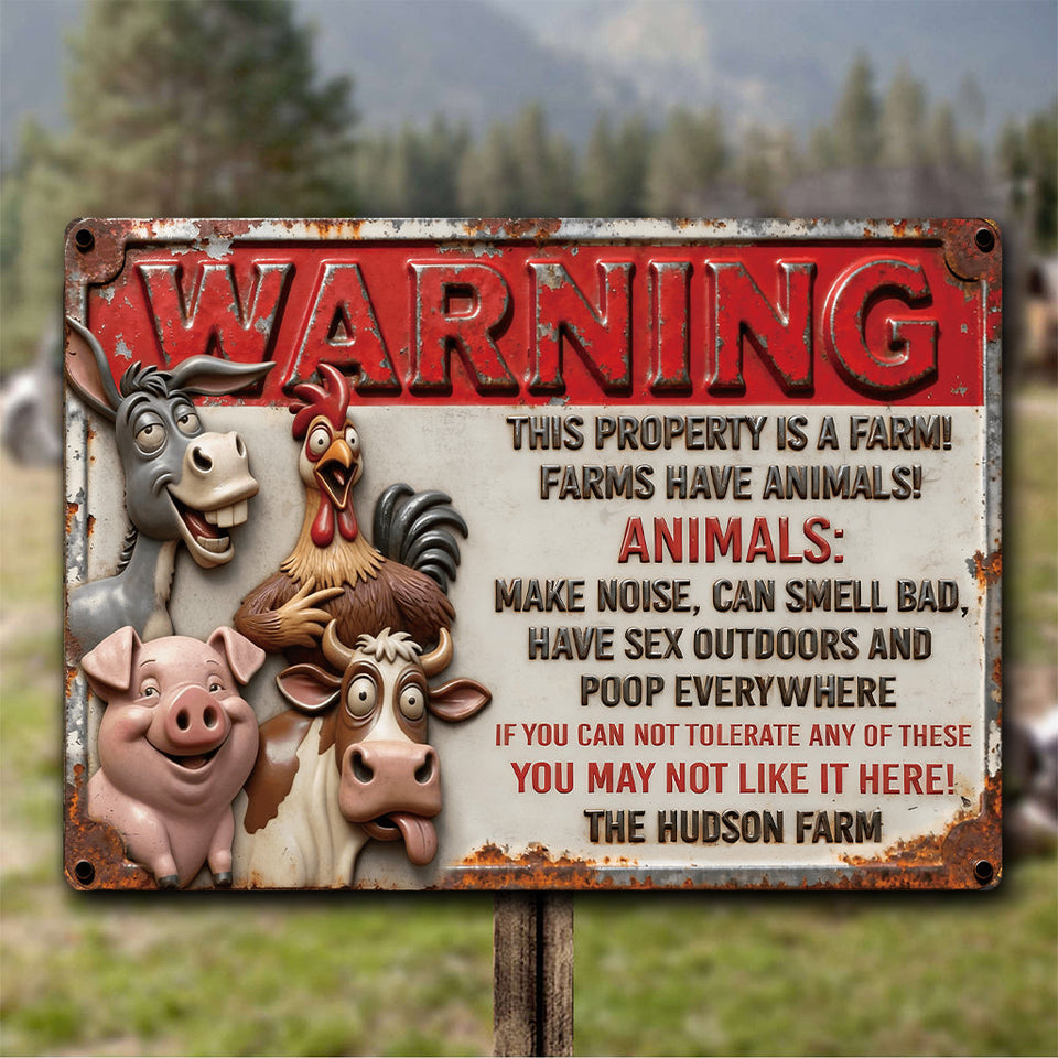 This Property Is A Farm - Personalized Farmer Rectangle Metal Sign