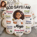 God Says I Am - Affirmation Gift - Personalized Kid Faux Fur Shaped Pillow