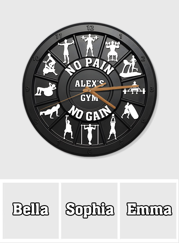 No Pain No Gain - Personalized Fitness Wall Clock