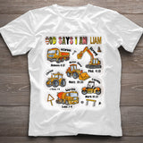 God Says I Am And Construction Car - Personalized Kid T-shirt And Hoodie
