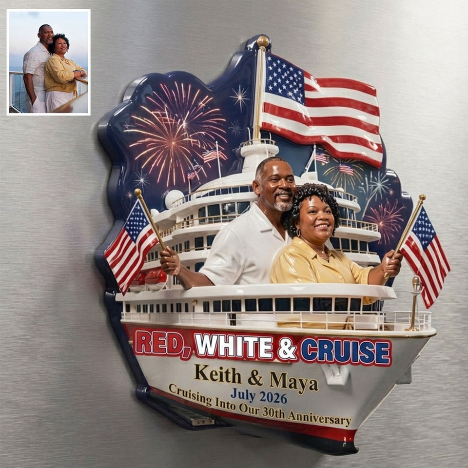 Red, White & Cruise - Personalized Cruising Magnet
