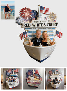 Red, White & Cruise - Personalized Cruising Magnet