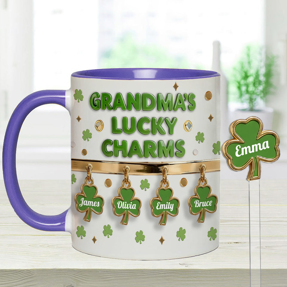 Grandma's Lucky Charms - Personalized Grandma Set Accent Mug With Acrylic Stirrers