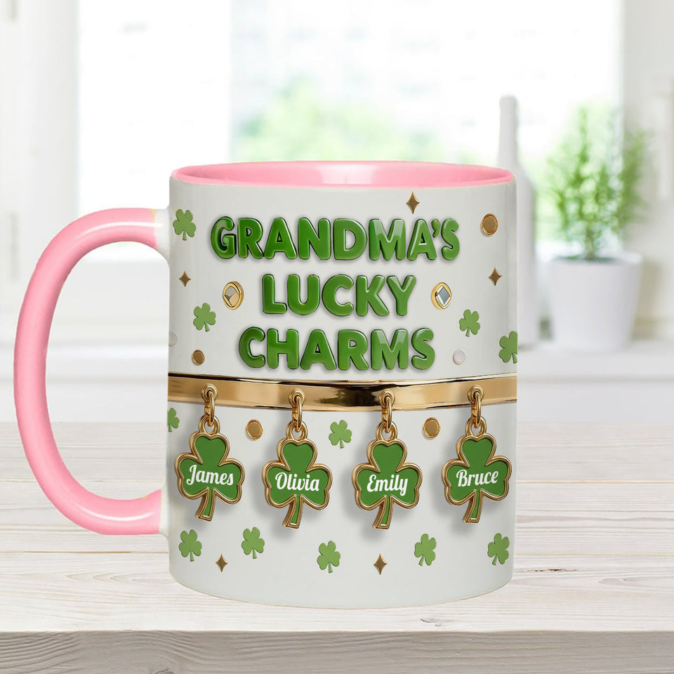 Grandma's Lucky Charms - Personalized Grandma Set Accent Mug With Acrylic Stirrers
