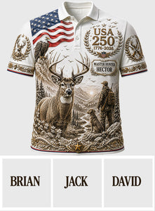 USA 250th Hunter - Personalized Hunting Polo Shirt
