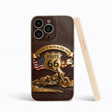100 Years Of Route Personalized Gifts For Bikers - Personalized Biker 3D Embossed Leather Phone Case