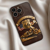 100 Years Of Route Personalized Gifts For Bikers - Personalized Biker 3D Embossed Leather Phone Case