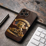 100 Years Of Route Personalized Gifts For Bikers - Personalized Biker 3D Embossed Leather Phone Case