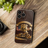 100 Years Of Route Personalized Gifts For Bikers - Personalized Biker 3D Embossed Leather Phone Case