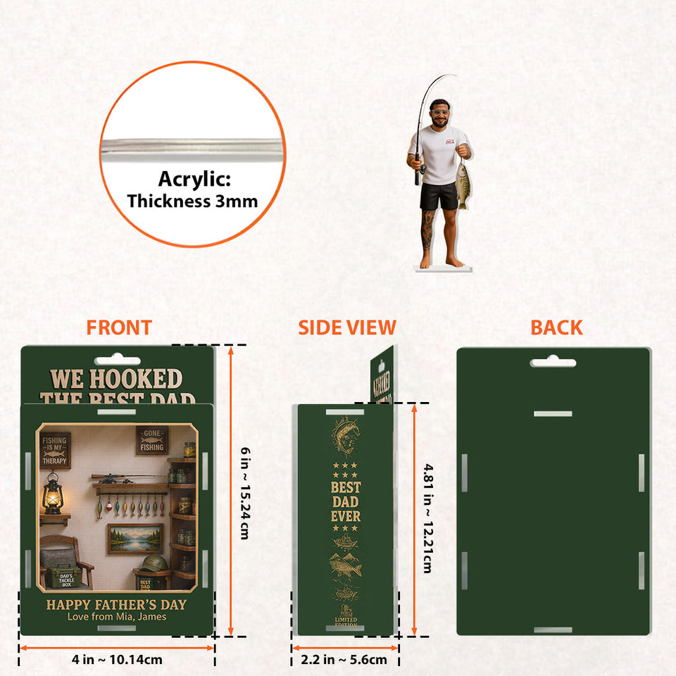 We Hooked the Best Dad - Personalized Fishing Acrylic Display Box
