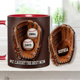 We Caught The Best Mom - Personalized Baseball Accent Mug & Shaped Coaster