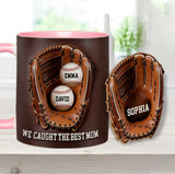 We Caught The Best Mom - Personalized Baseball Accent Mug & Shaped Coaster
