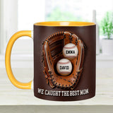 We Caught The Best Mom - Personalized Baseball Accent Mug & Shaped Coaster