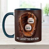 We Caught The Best Mom - Personalized Baseball Accent Mug & Shaped Coaster