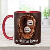 We Caught The Best Mom - Personalized Baseball Accent Mug & Shaped Coaster