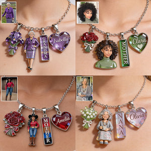 Custom Any Photo, Gift For Grandma, Mom - Personalized Grandma Metal Necklaces With Pendants
