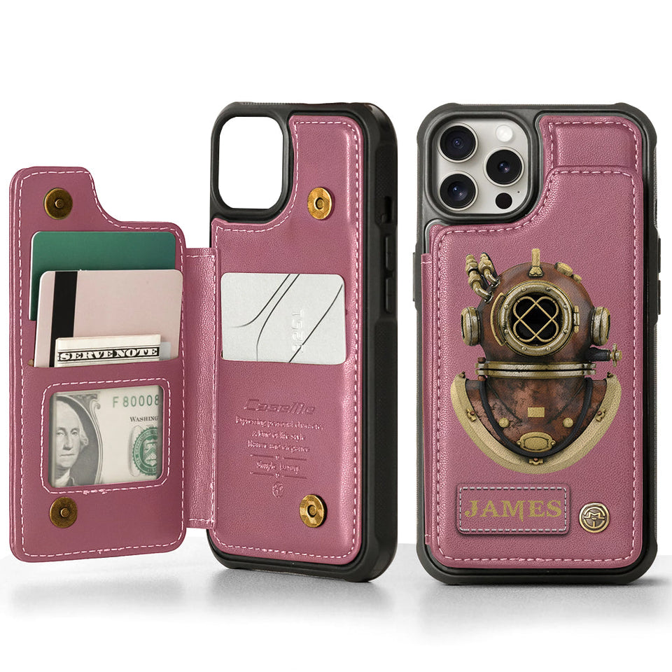 Scuba Diving Lovers Gift - Personalized Scuba Diving Wallet Phone Case