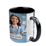 She Works Willingly With Her Hands - Personalized Nurse Accent Mug