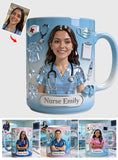 She Works Willingly With Her Hands - Personalized Nurse Accent Mug