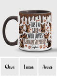 Just A Girl Who Loves German Shepherds - Personalized German Shepherd Dog Accent Mug