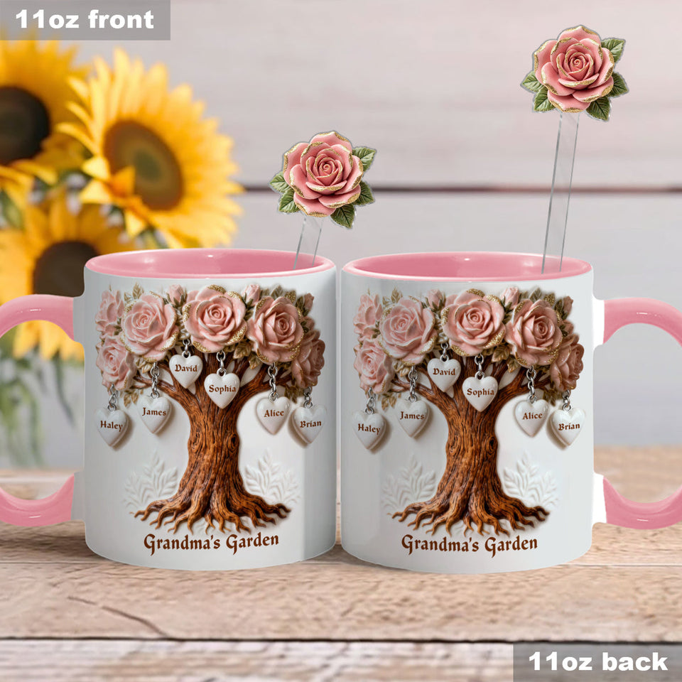 Perfect Gift For Mom, Grandma - Personalized Grandma Set Accent Mug with Acrylic Stirrers