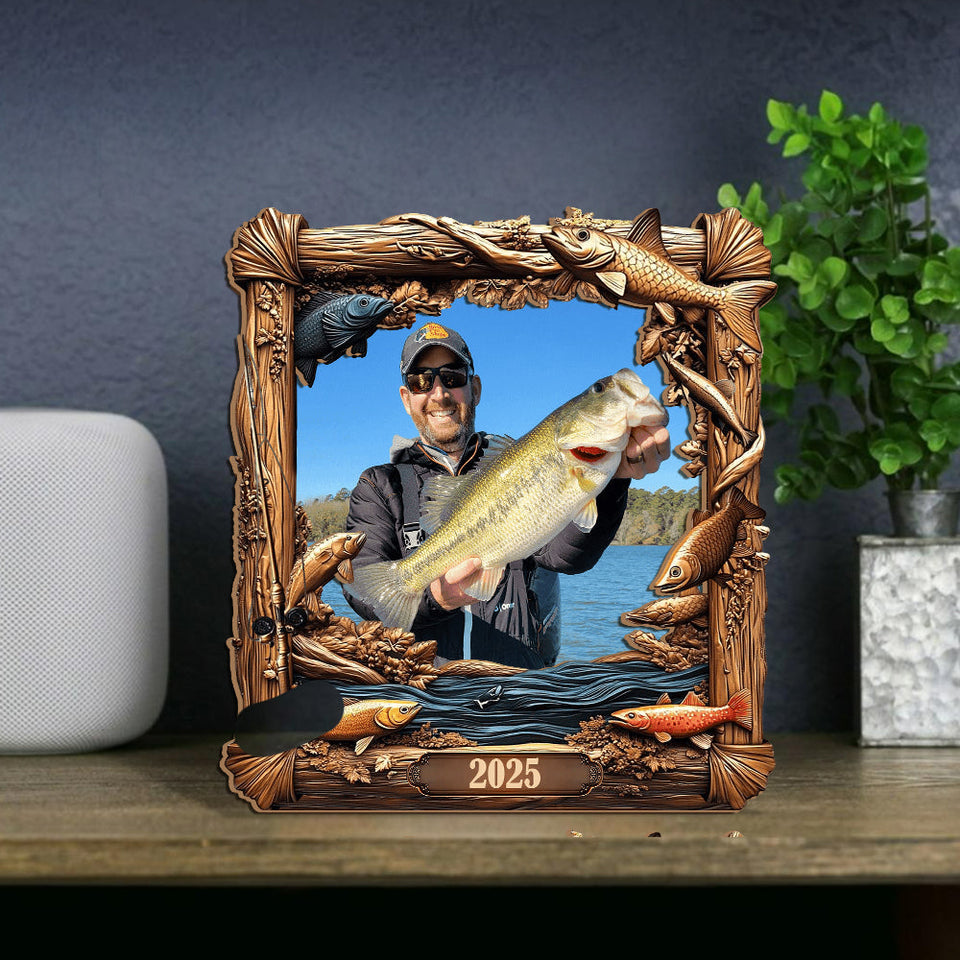 Fishing Memories - Personalized Fishing Cut Shape Photo Frame