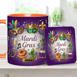 Happy Mardi Gras - Personalized Mardi Gras Accent Mug & Coaster