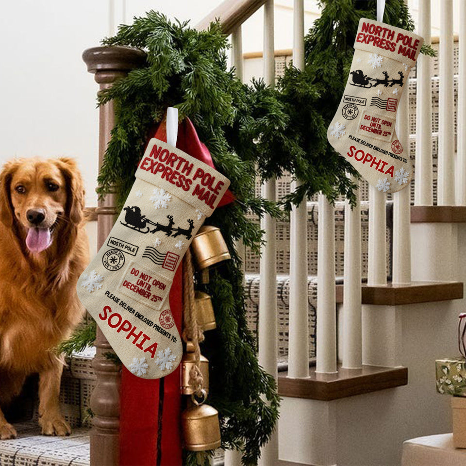 North Pole Santa - Personalized Family Shaped Christmas Stocking