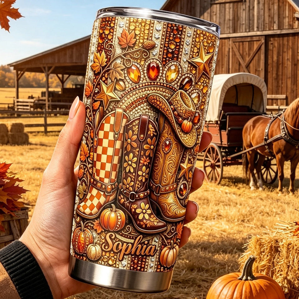 Cowgirl Fall - Personalized Cowgirl Tumbler