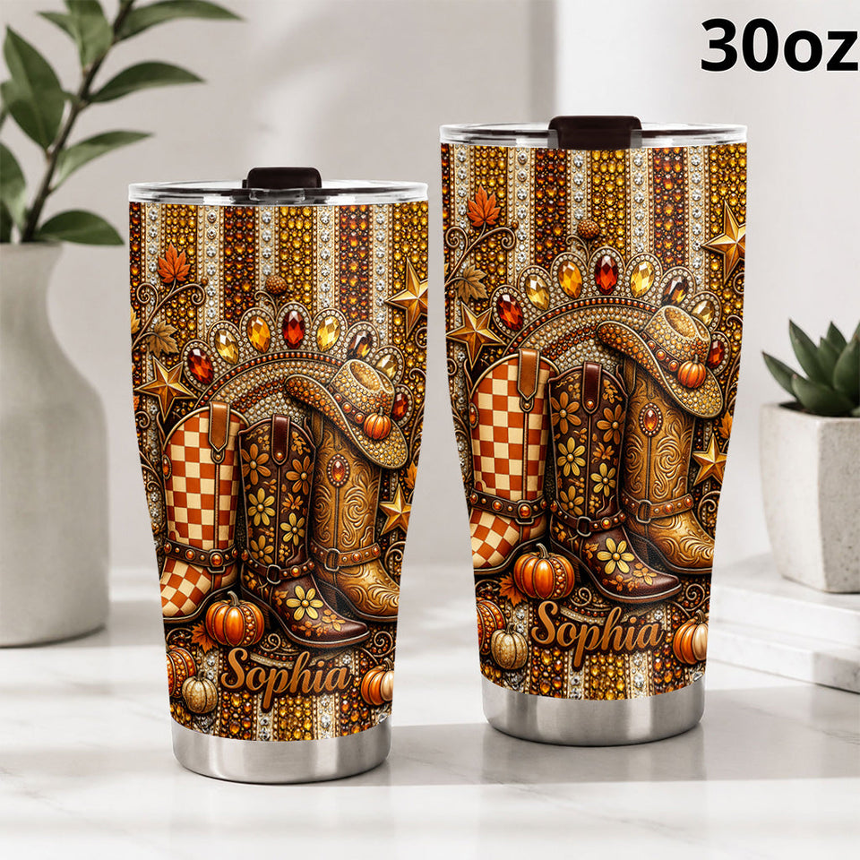 Cowgirl Fall - Personalized Cowgirl Tumbler
