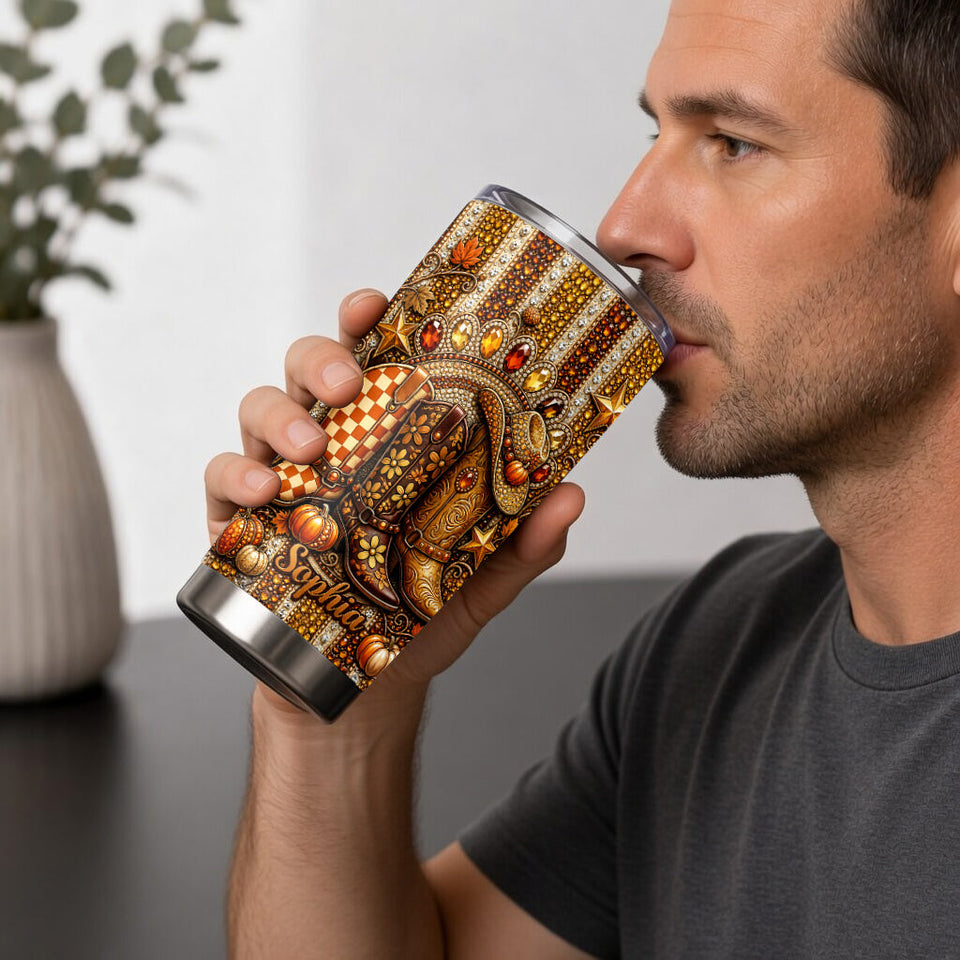Cowgirl Fall - Personalized Cowgirl Tumbler