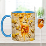 Let It Bee, Bee Flowers - Personalized Bee Set Accent Mug with Acrylic Stirrers