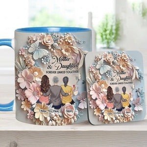 Mother And Daughters Forever Linked Together - Personalized Mother Accent Mug