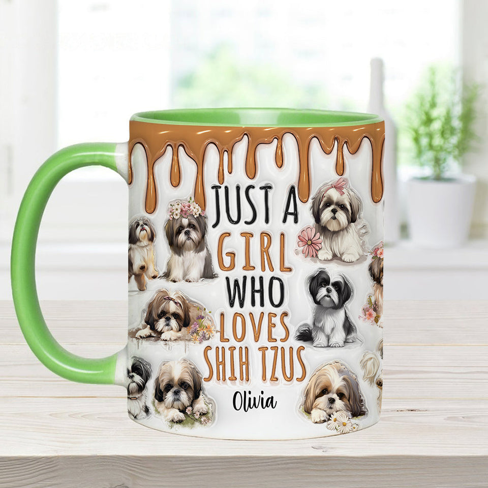 Just A Girl Who Loves Shih Tzus - Personalized Dog Accent Mug