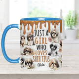 Just A Girl Who Loves Shih Tzus - Personalized Dog Accent Mug