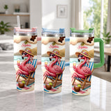 Pink Flamingo - Personalized Flamingo Tumbler With Plush Charm