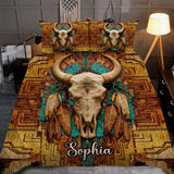 Native Bull Skull - Personalized American Indian Bedding Set