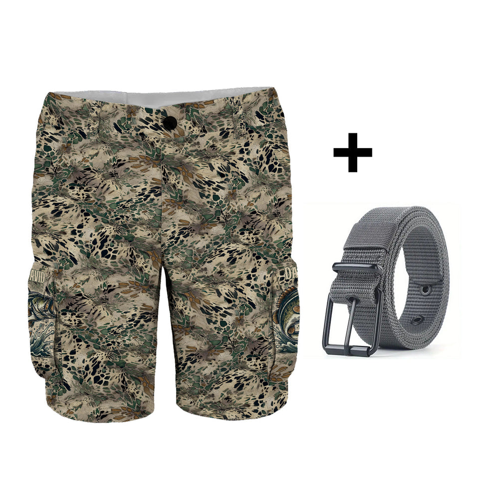 Fishing Gift For Him/ Husband/ Dad.... - Personalized Fishing Cargo Shorts With Belt