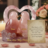 You Are My Penguin, Rose Quartz Styled Penguin Couple - Personalized Couple Custom Shaped Acrylic Plaque