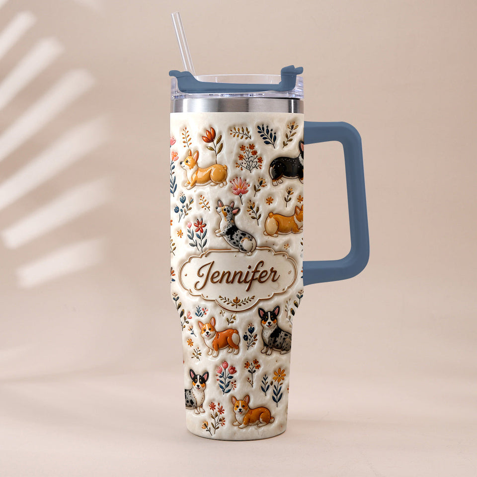 Vintage Dog - Personalized Dog Tumbler With Plush Charm
