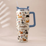 Vintage Dog - Personalized Dog Tumbler With Plush Charm