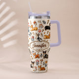 Vintage Dog - Personalized Dog Tumbler With Plush Charm
