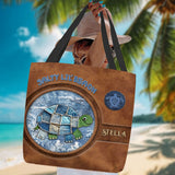 Denim Patchwork Turtle - Personalized Turtle Tote Bag