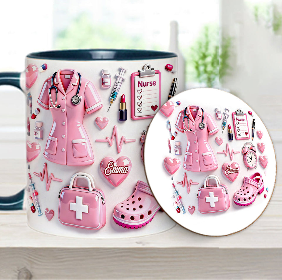 Nurse Life - Personalized Nurse Accent Mug & Coaster