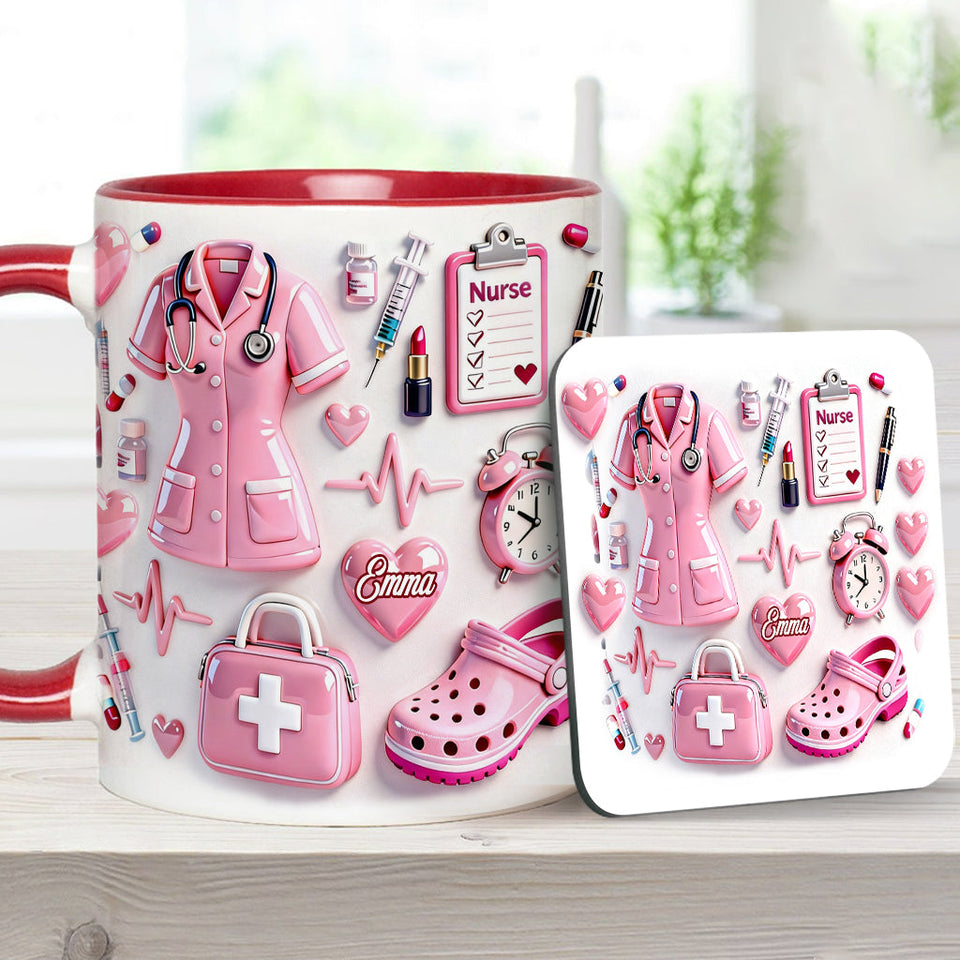 Nurse Life - Personalized Nurse Accent Mug & Coaster