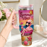 Love Flamingo Summer Vibes - Personalized Flamingo Tumbler With Plush Charm